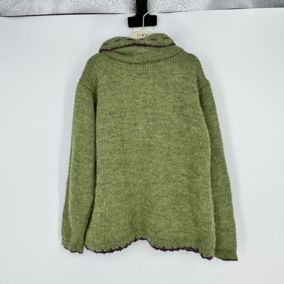 Alpaca Connection Kids Knit Sweater Cost Button Up Girls Size 10 Green Soft - Picture 8 of 8